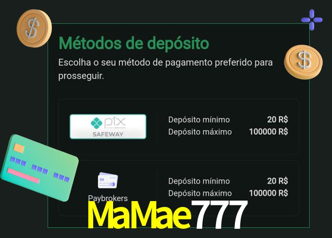 O cassino MaMae777 oferece uma grande variedade de métodos de pagamento